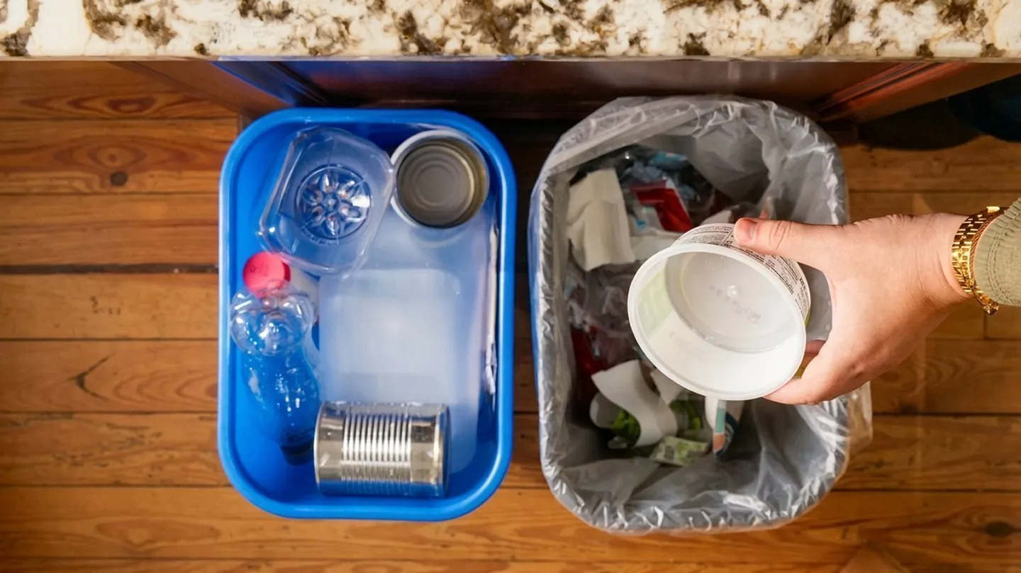 Video promoting Casella’s Recycle Better™ initiative, featuring everyday household items such as plastic spread containers, yogurt tubs, reusable water bottles, and iced coffee cups being placed into recycling bins. Scenes highlight curbside recycling, clean and empty containers, and educational text overlays encouraging sustainable choices.    